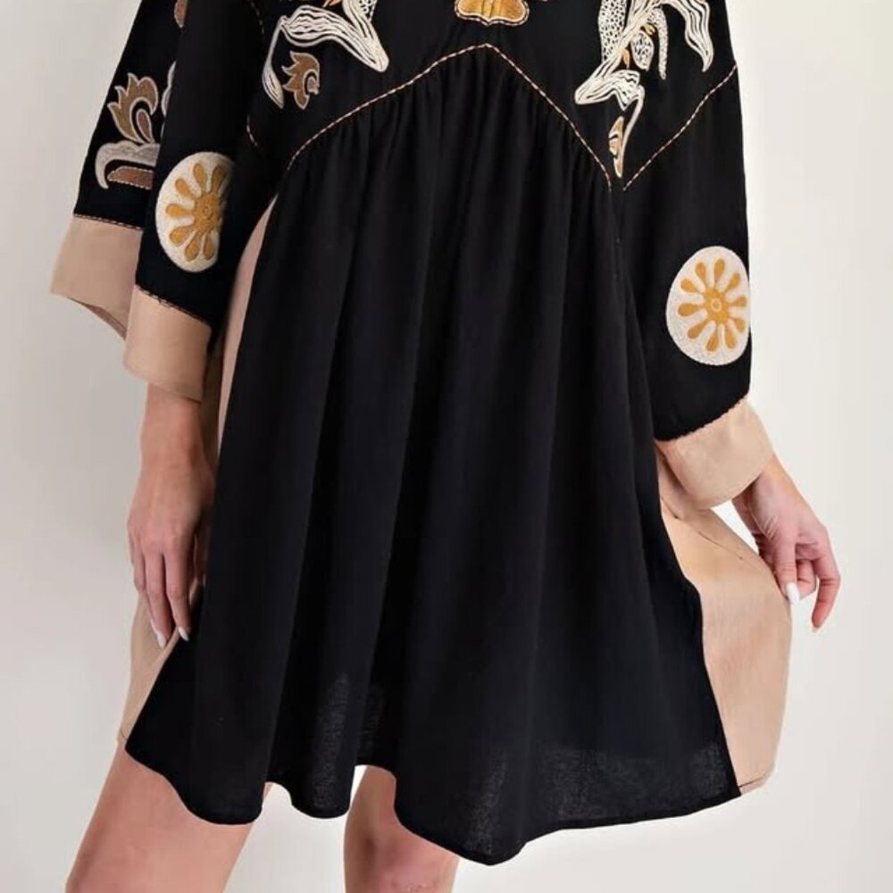 EASEL Golden Hour Babydoll Dress in Black - Picture 14 of 16